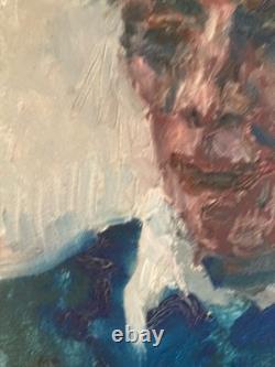 Very Beautiful Oil Painting on Wood Panel, Portrait of a Man, 1960, Antique, Signed Art