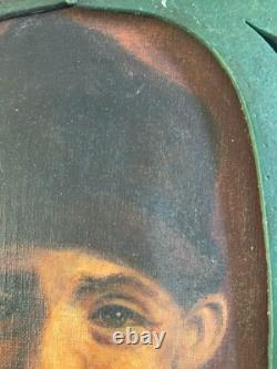 Very Beautiful Painting 1920 Oil on Canvas Portrait Man Pipe Antique Art Nouveau