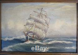 Very Interesting And Old Navy / Oil On Canvas Marouflaged