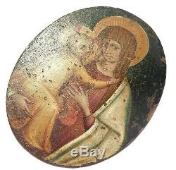 Very Old Painting On Copper, Mother And Child Of Time Before XVIII