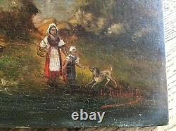 Very Old Table Oil On Wood, Theme Fishing And Boats