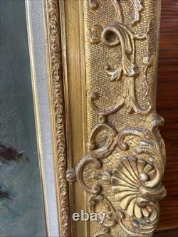 Victor Zolnierowicz Oil on Canvas Still Life Peonies Antique Gilded Frame