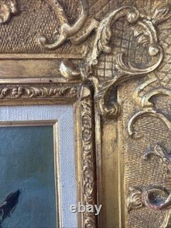 Victor Zolnierowicz Oil on Canvas Still Life Peonies Antique Gilded Frame