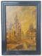 View Of Venice Italy Canal Old Painting Oil On Cardboard Frame