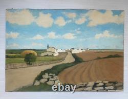 Village Landscape Old Painting Late 19th Century to Restore