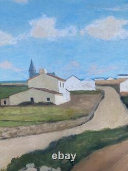 Village Landscape Old Painting Late 19th Century to Restore
