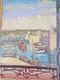 Vintage Painting Signed Jules Ausset, Oil On Panel, Port Of Concarneau, 1947, 61x38