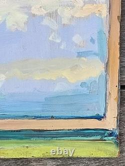Vintage painting signed Jules Ausset, oil on panel, Port of Concarneau, 1947, 61x38