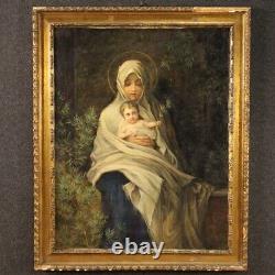 Virgin Religious Painting With Child Oil On Canvas Painting Old Style