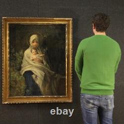 Virgin Religious Painting With Child Oil On Canvas Painting Old Style