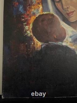 Virgin with the Child Jesus oil on canvas Robert Falcucci old painting 20th century