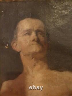Xixth, Ancient Portrait Of Man Oil On Canvas