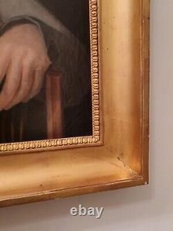 Xixth Century, Ancient Portrait Of Man, Oil On Canvas, Beautiful Golden Frame