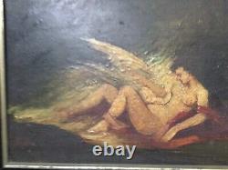 19e SPLENDIDE TABLEAU ANCIEN NU, HUILE SUR PANNEAU, CADRE