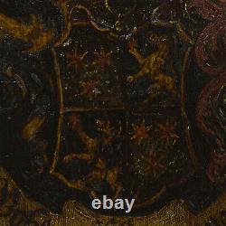 19ème siècle Peinture ancienne à l'huile avec les armoiries 38x32 cm
