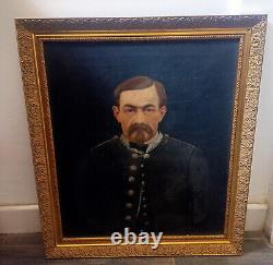 3286 huile sur toile portrait militaire ancien 55 cm x 46 cm