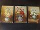 3 Tableaux Miniatures, Peinture, Huile Sur Panneau De Bois Ancien Xixeme