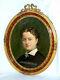 Ancienne Huile Sur Toile Portrait De Femme Vers 1860 Normandie Croix Bijoux Xixe