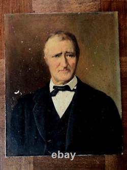 ANCIENNE PEINTURE, HUILE SUR TOILE PORTRAIT D'HOMME signé A. BERNARD 1904