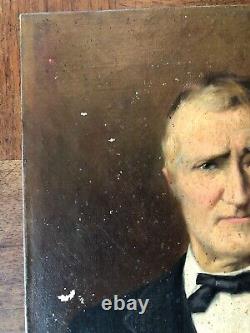 ANCIENNE PEINTURE, HUILE SUR TOILE PORTRAIT D'HOMME signé A. BERNARD 1904