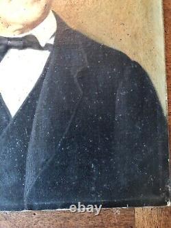 ANCIENNE PEINTURE, HUILE SUR TOILE PORTRAIT D'HOMME signé A. BERNARD 1904