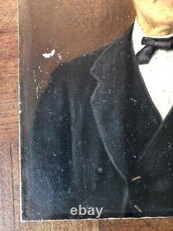 ANCIENNE PEINTURE, HUILE SUR TOILE PORTRAIT D'HOMME signé A. BERNARD 1904