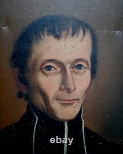 ANCIEN Portrait de Prêtre, Huile Sur Toile 1 ère moitié du 19 ème
