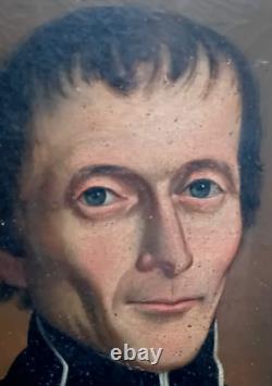 ANCIEN Portrait de Prêtre, Huile Sur Toile 1 ère moitié du 19 ème