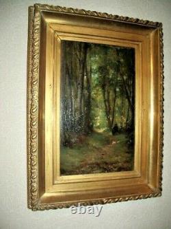 ANCIEN TABLEAU -1877- Antoine ROUX Huile sur bois PEINTURE TBE Cadre doré