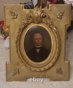 ANCIEN TABLEAU HUILE SUR Carton PORTRAIT DE HOMME Antique