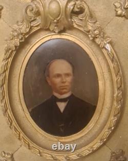 ANCIEN TABLEAU HUILE SUR Carton PORTRAIT DE HOMME Antique