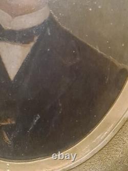 ANCIEN TABLEAU HUILE SUR Carton PORTRAIT DE HOMME Antique