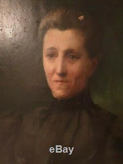 ANCIEN TABLEAU, HUILE SUR TOILE, PORTRAIT DE FEMME, XIXeme, PEINTURE, TABLEAU
