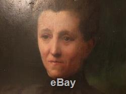 ANCIEN TABLEAU, HUILE SUR TOILE, PORTRAIT DE FEMME, XIXeme, PEINTURE, TABLEAU