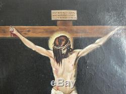 ANCIEN TABLEAU HUILE sur TOILE CHRIST sur La CROIX D'après Diego Vélasquez