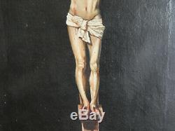 ANCIEN TABLEAU HUILE sur TOILE CHRIST sur La CROIX D'après Diego Vélasquez