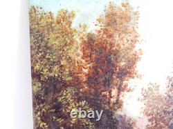 ANCIEN Tableau Huile sur Panneau Bois Paysage Forêt école de Barbizon