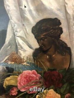 Adelaïde Ballot (xix-xxème) Alégorie Mondaine, 1870 tableau ancien huile sur toi