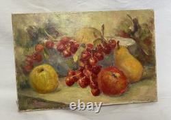 Ancien Huile sur toile nature morte XXe XXe signé Oil Painting on Wood Floral