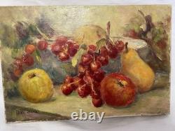 Ancien Huile sur toile nature morte XXe XXe signé Oil Painting on Wood Floral