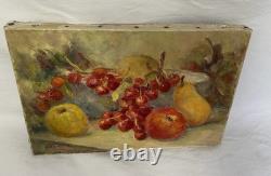 Ancien Huile sur toile nature morte XXe XXe signé Oil Painting on Wood Floral