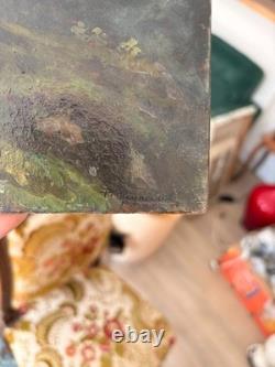 Ancien Peinture Huile Panneau bois P Reynaud Post Impressionnisme Paysage