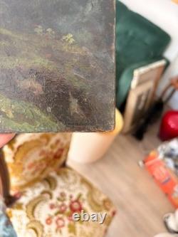 Ancien Peinture Huile Panneau bois P Reynaud Post Impressionnisme Paysage