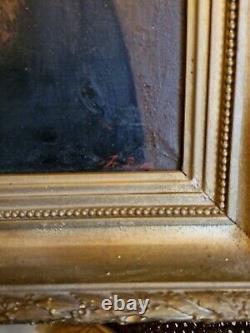 Ancien Portrait D'homme Au Lunette, Peinture, Huile Sur Toile XIX ÈME Siècle