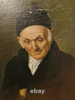 Ancien Portrait D'homme Huile Sur Toile Cadre Doré XIX Ème S