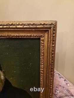 Ancien Portrait D'homme Huile Sur Toile Cadre Doré XIX Ème S