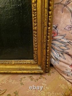 Ancien Portrait D'homme Huile Sur Toile Cadre Doré XIX Ème S