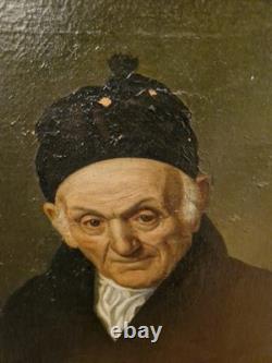 Ancien Portrait D'homme Huile Sur Toile Cadre Doré XIX Ème S