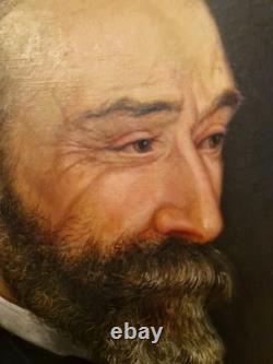 Ancien Portrait D'homme, Huile Sur Toile Signée Et Datée