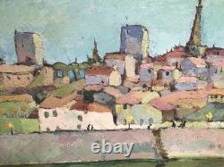 Ancien Tableau ARLES vieille ville Huile sur Toile Signé G. FERNANDEZ